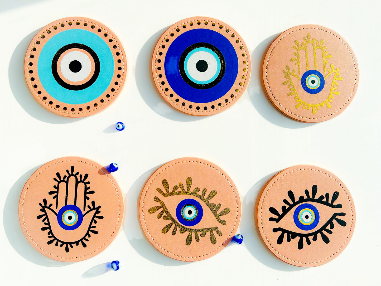 Pink Evil Eye Drink Coasters