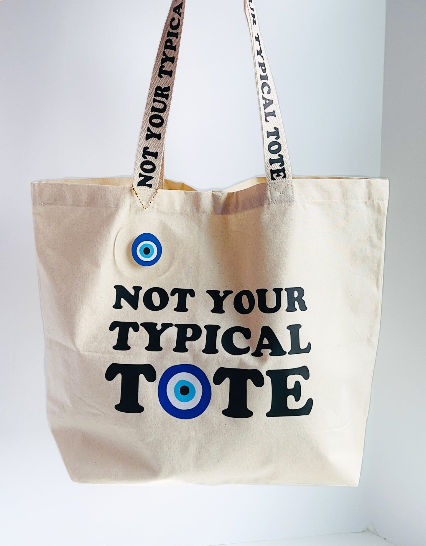 Not Your Typical Tote Bag With Evil Eye Letter Strap