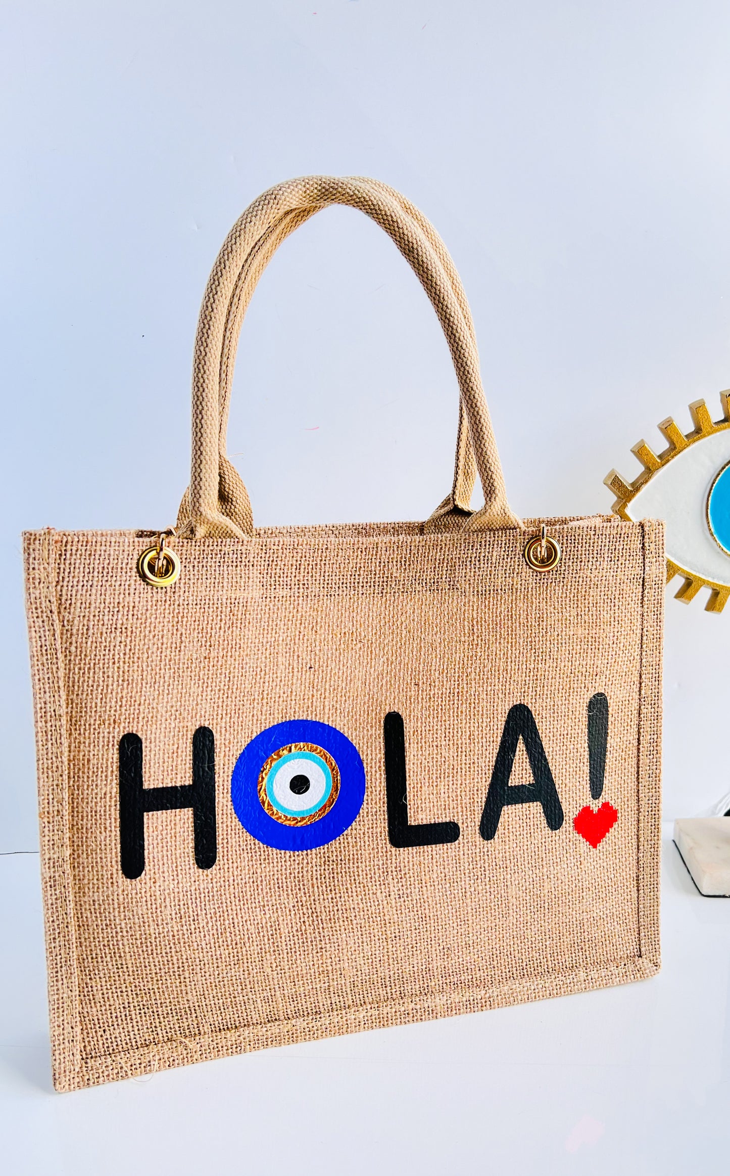 Hola Burlap Bag With Chain