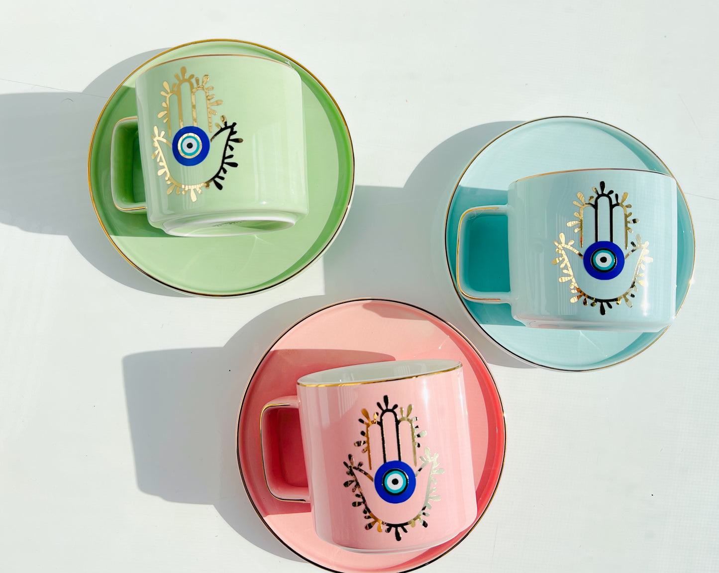 Colorful Hamsa Hand Espresso Set