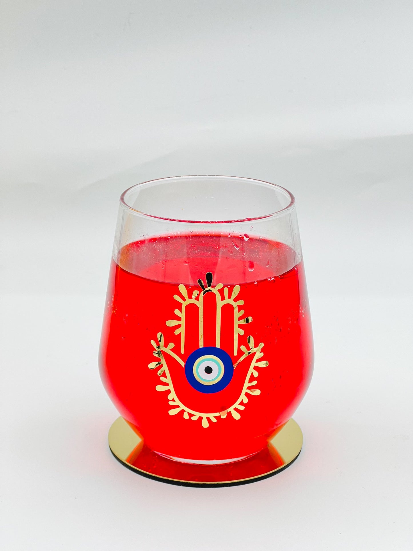 Evil Eye Hamsa Hand Wine Glass