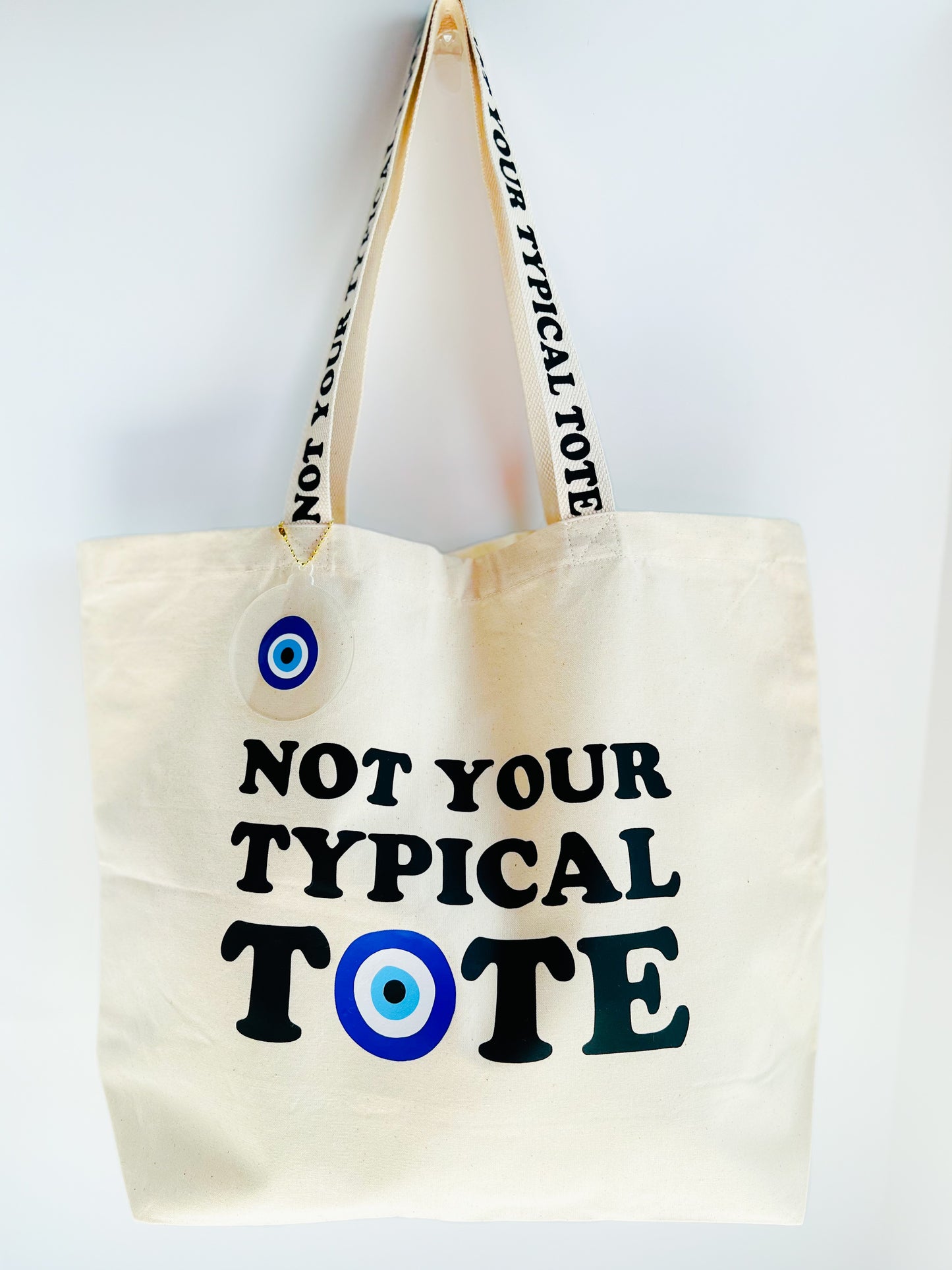 Not Your Typical Tote Bag With Evil Eye Letter Strap