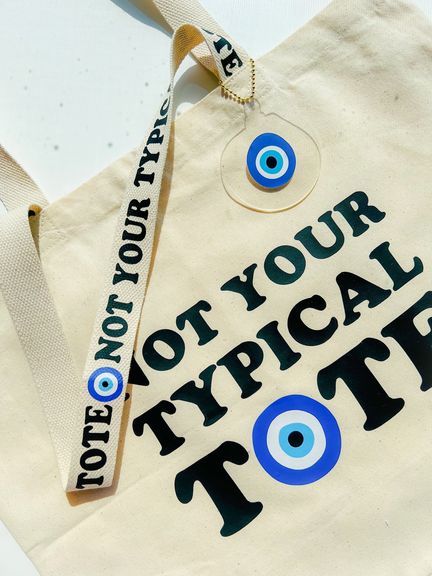 Not Your Typical Tote Bag With Evil Eye Letter Strap