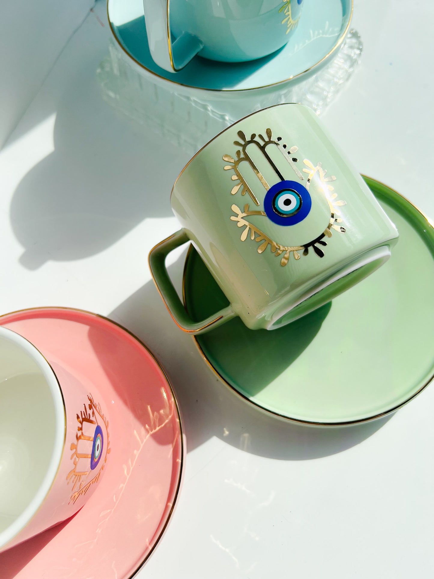 Colorful Hamsa Hand Espresso Set