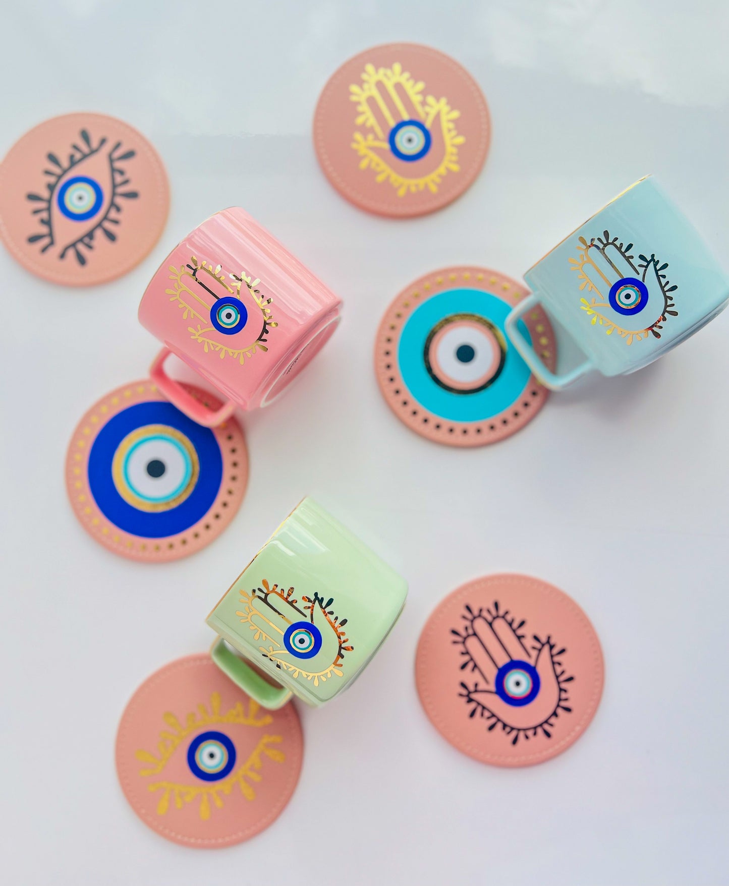 Pink Evil Eye Drink Coasters