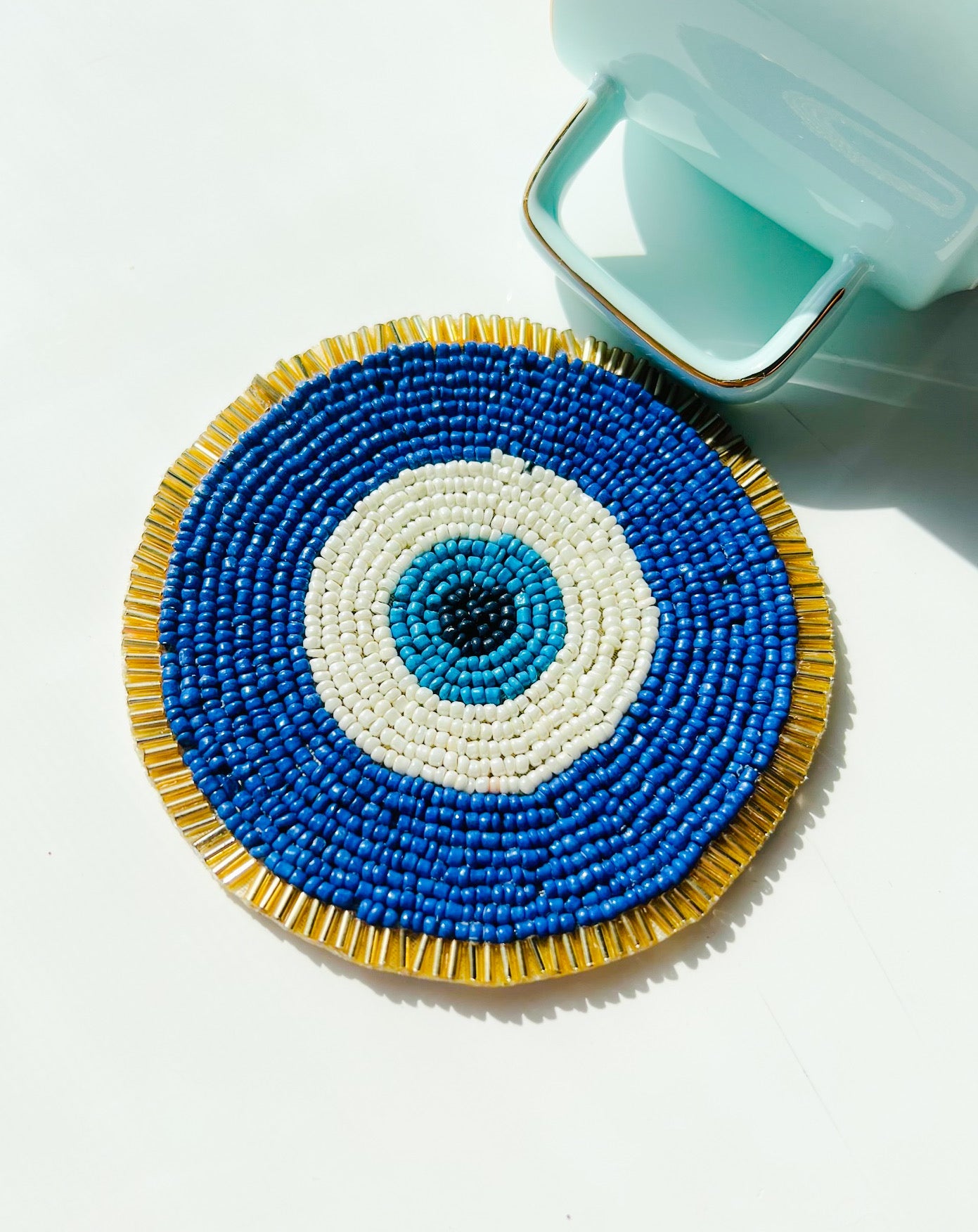 Evil Eye Beaded 4 Pieces Coasters Set