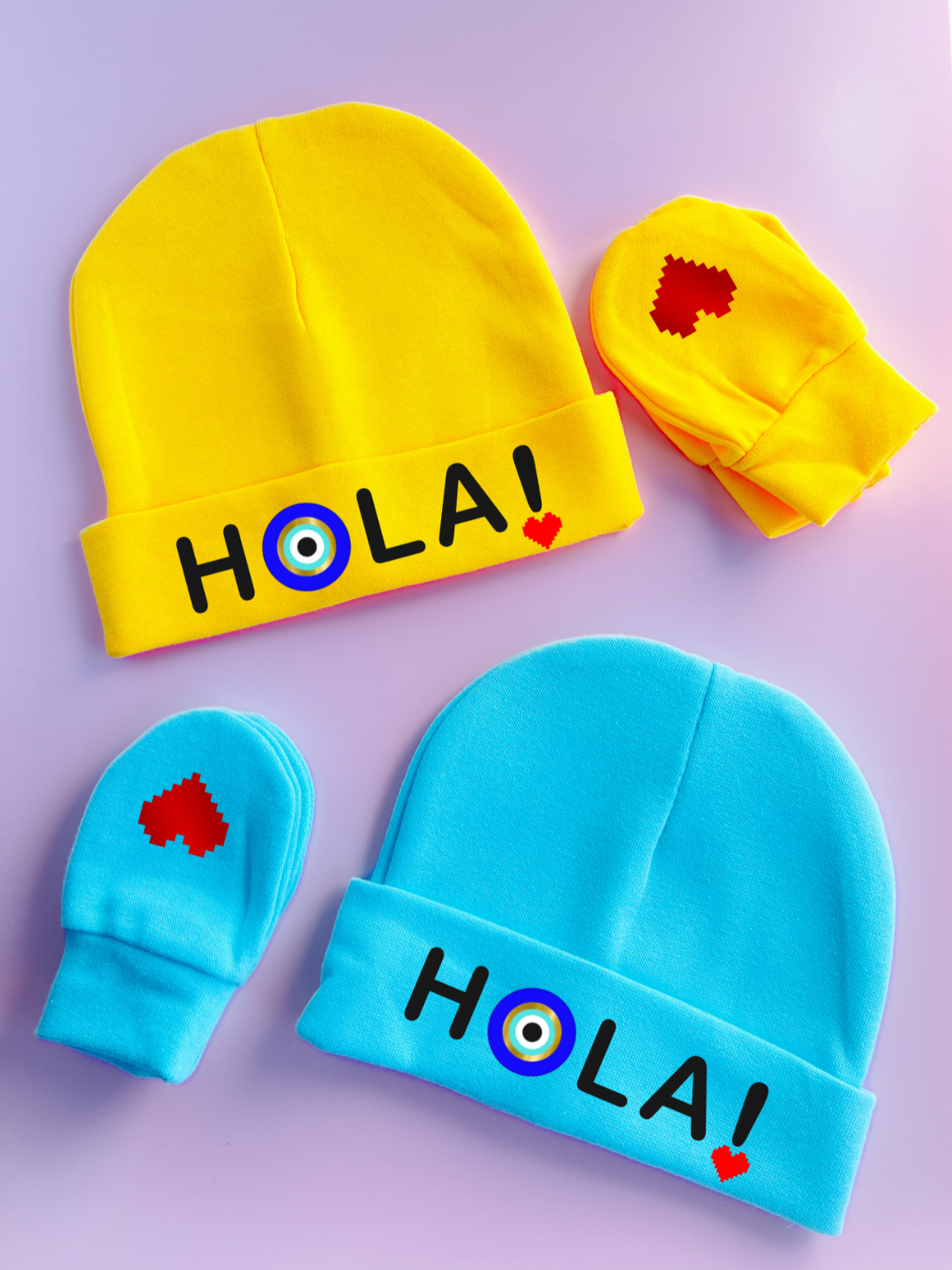 Hola Baby Hats And Mittens Set