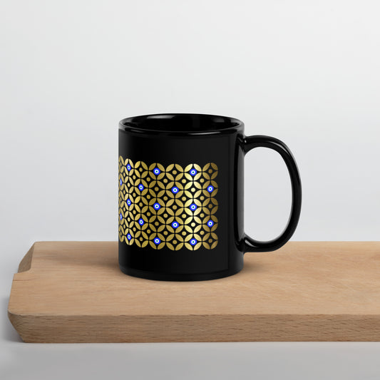 Pattern Gold Black Glossy Mug