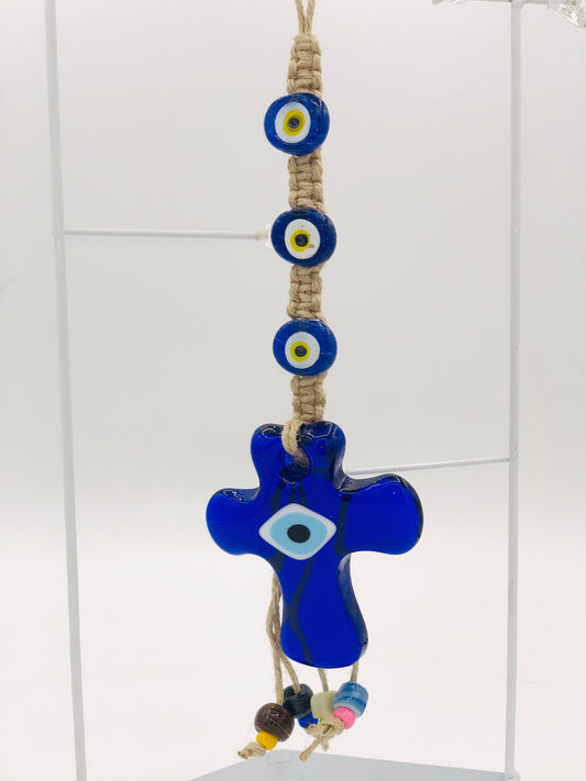 Cross Evil eye Hanging Hanmade for Goodluck / evil eye protection