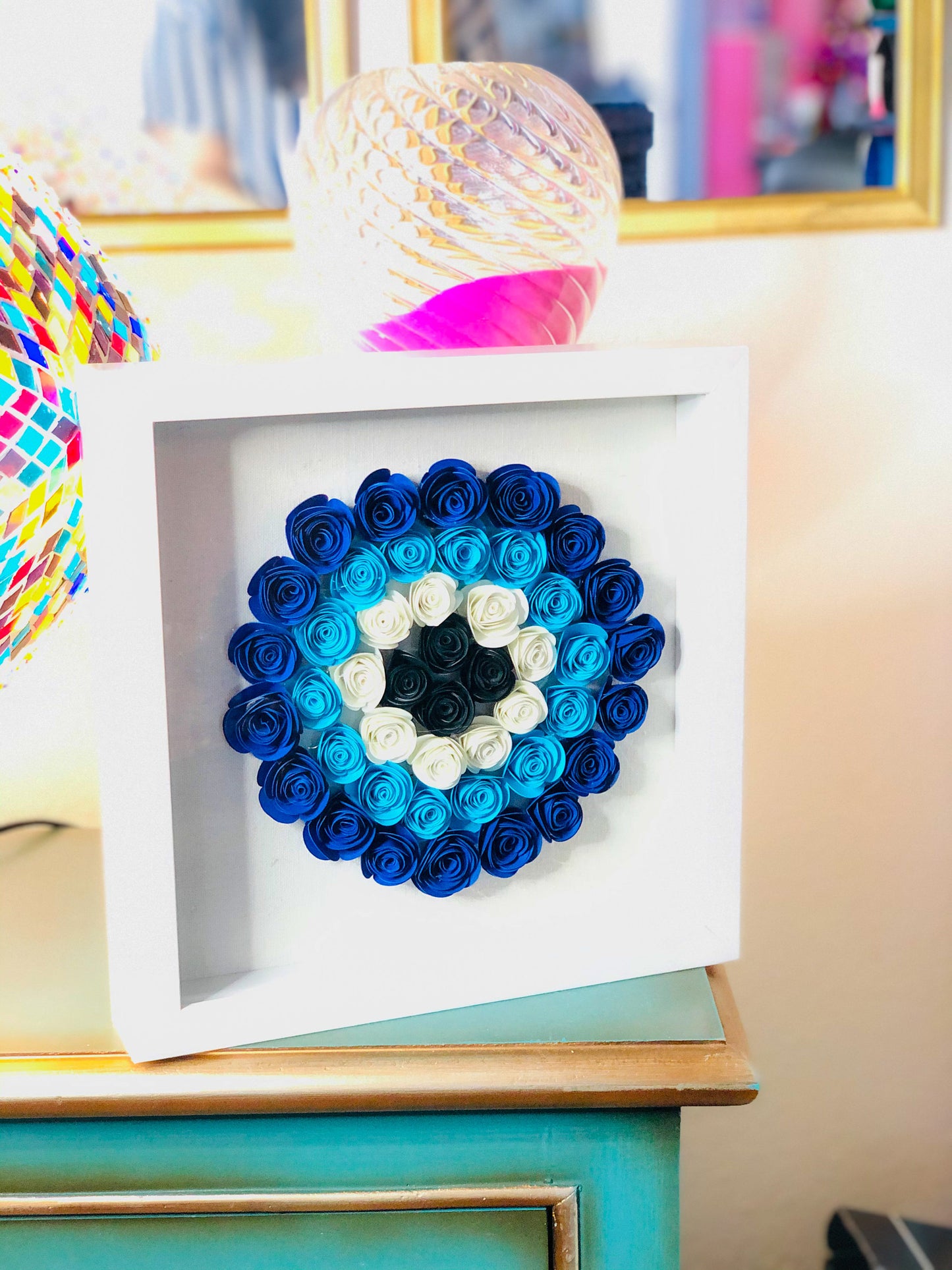 Evil Eye Design Shadow Box Personalized Your Text Framed