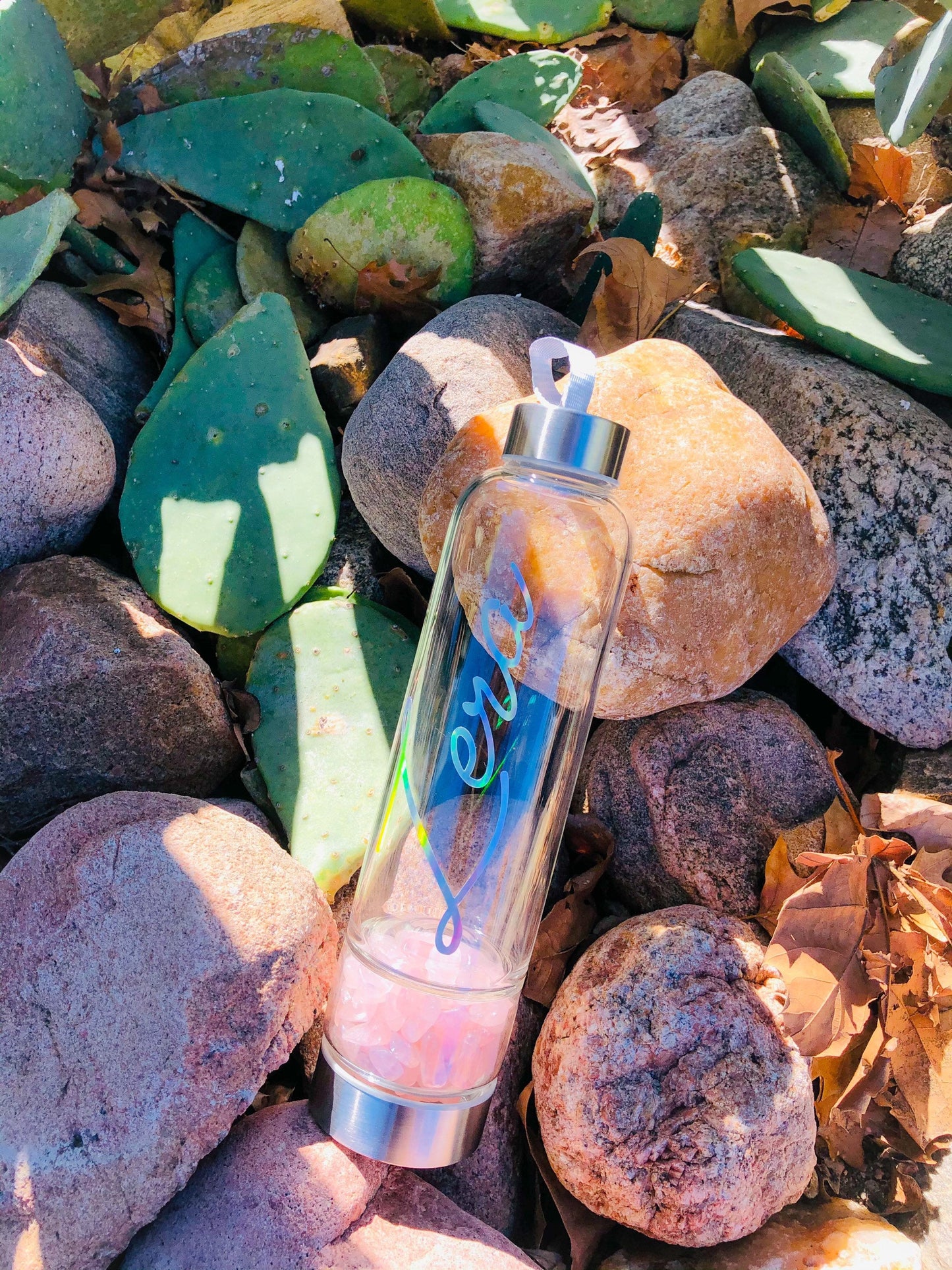 Rhinestone Tumbler Custom crystal infused water bottle Infused Healing Stones Gem Bottle