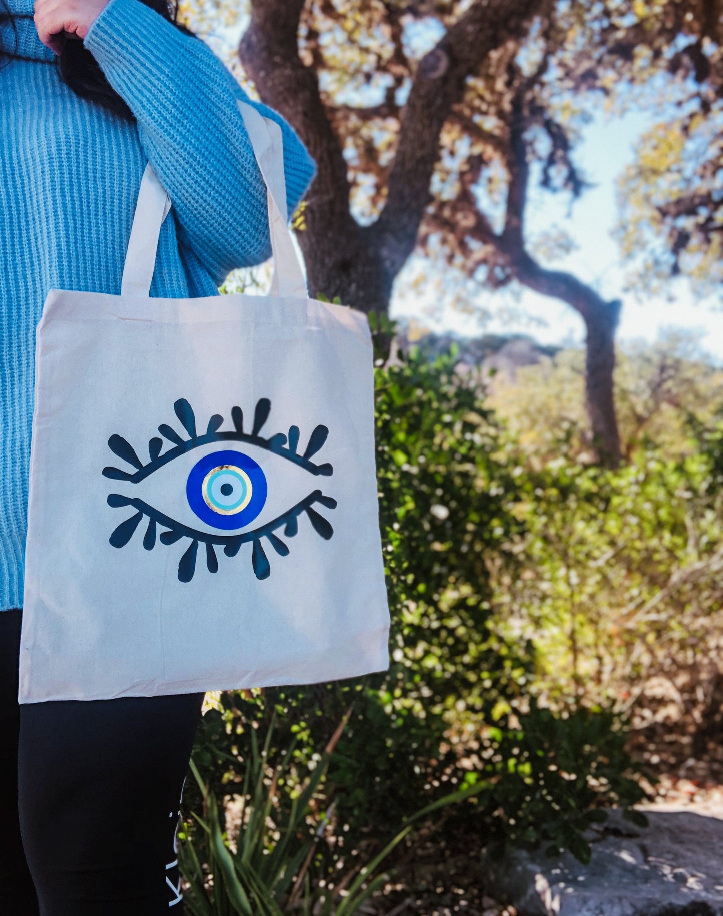 Evil Eye Design Amida Eye Handmade Tote Bag