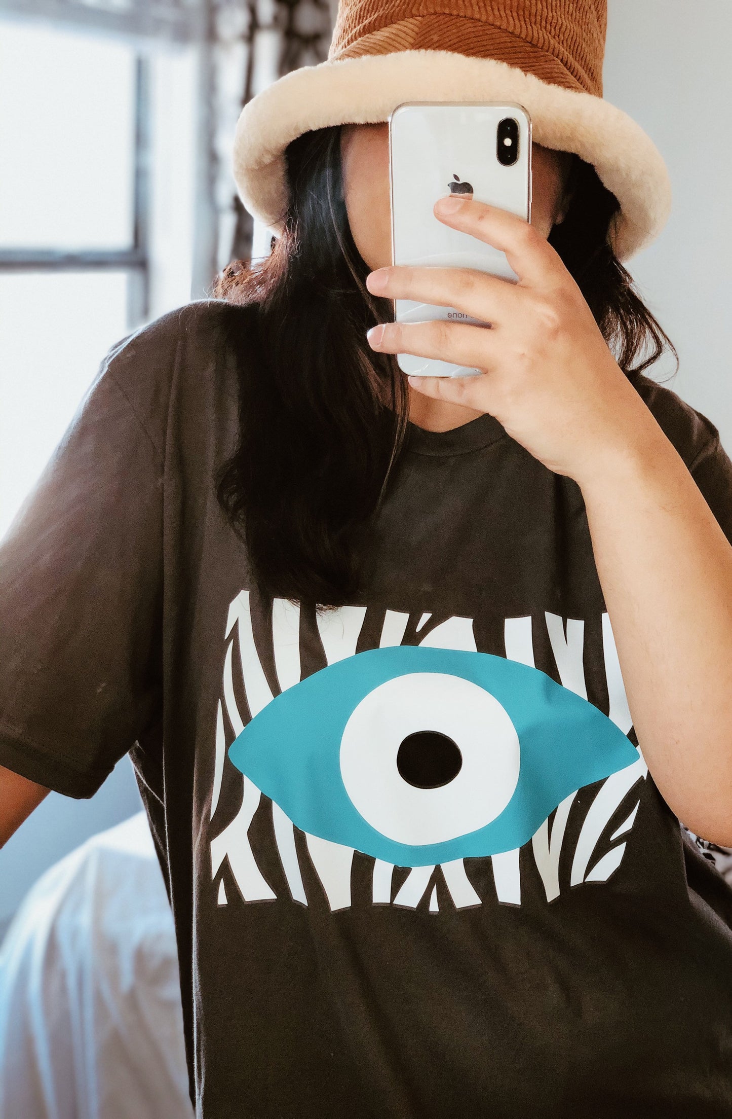 Zebra T-Shirt With Evil Eye Design Amida By Zaa/ Crew Neck Adult T-Shirt Custom Made