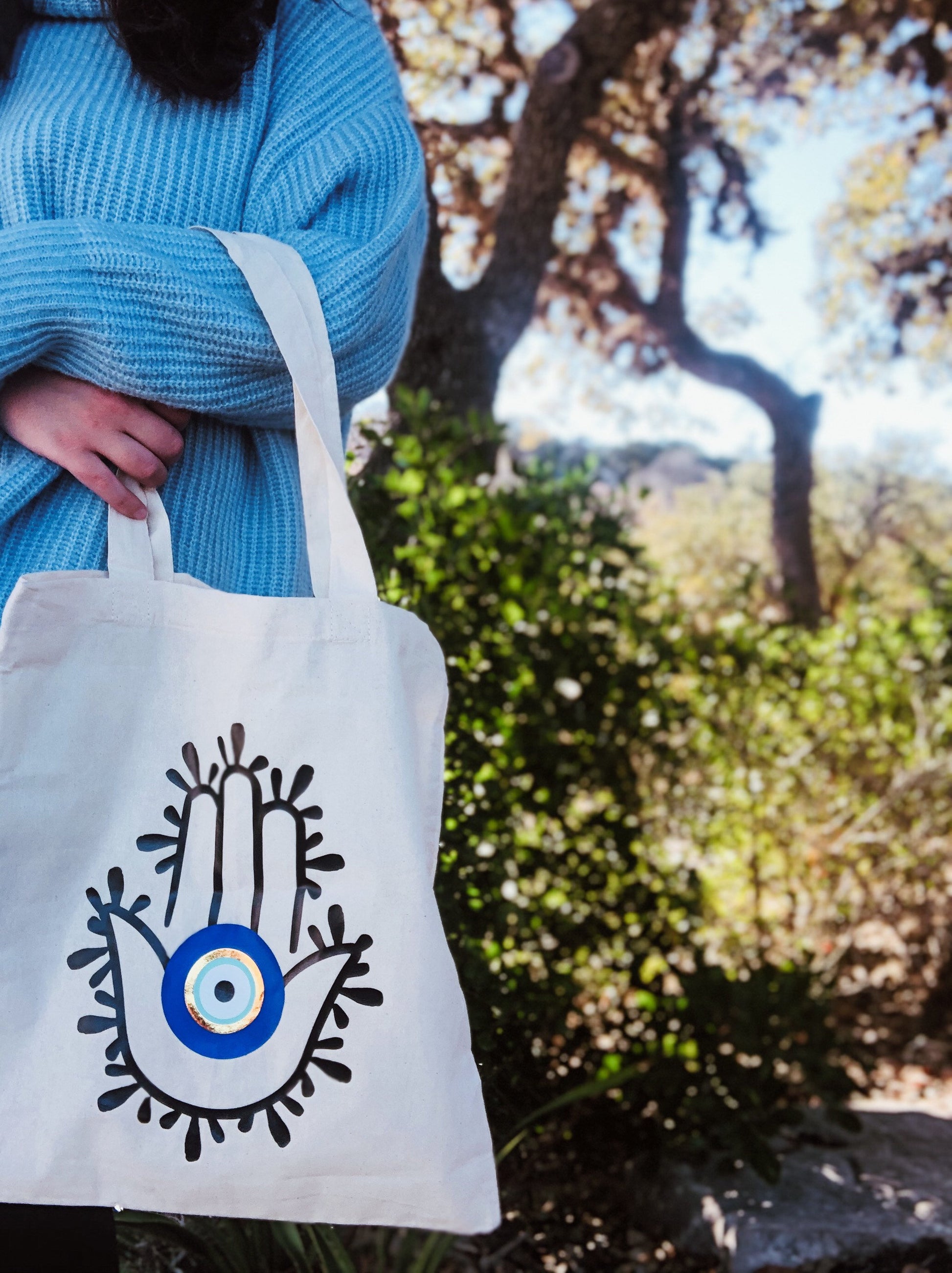 Evil eye tote bag fashion evil eye bag tote hamsa hand evil eye tote bag