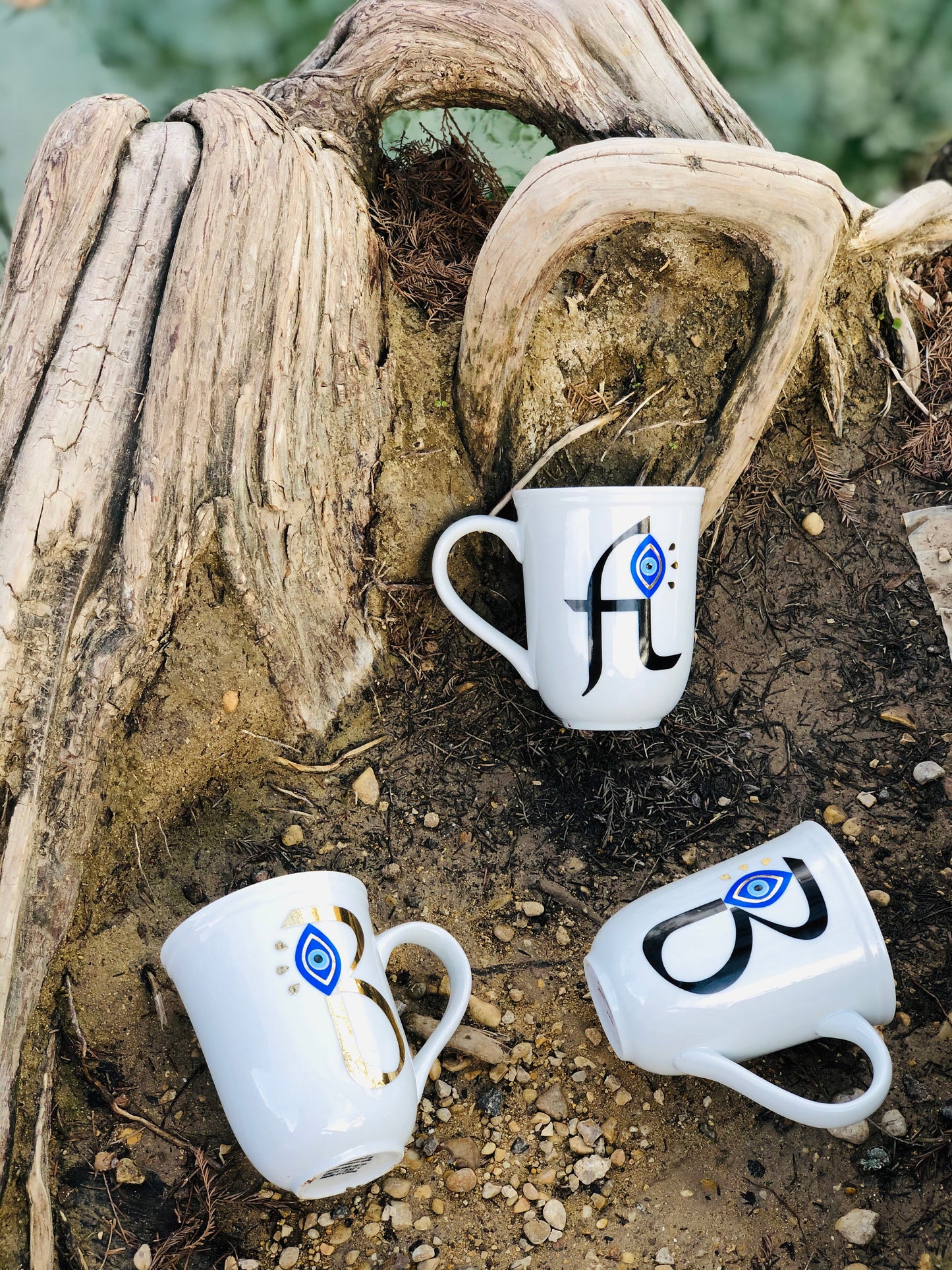 Evil Eye Design Personalized Mug Custom Gift With First Letter Of Your Name Pick Your Letter Mug