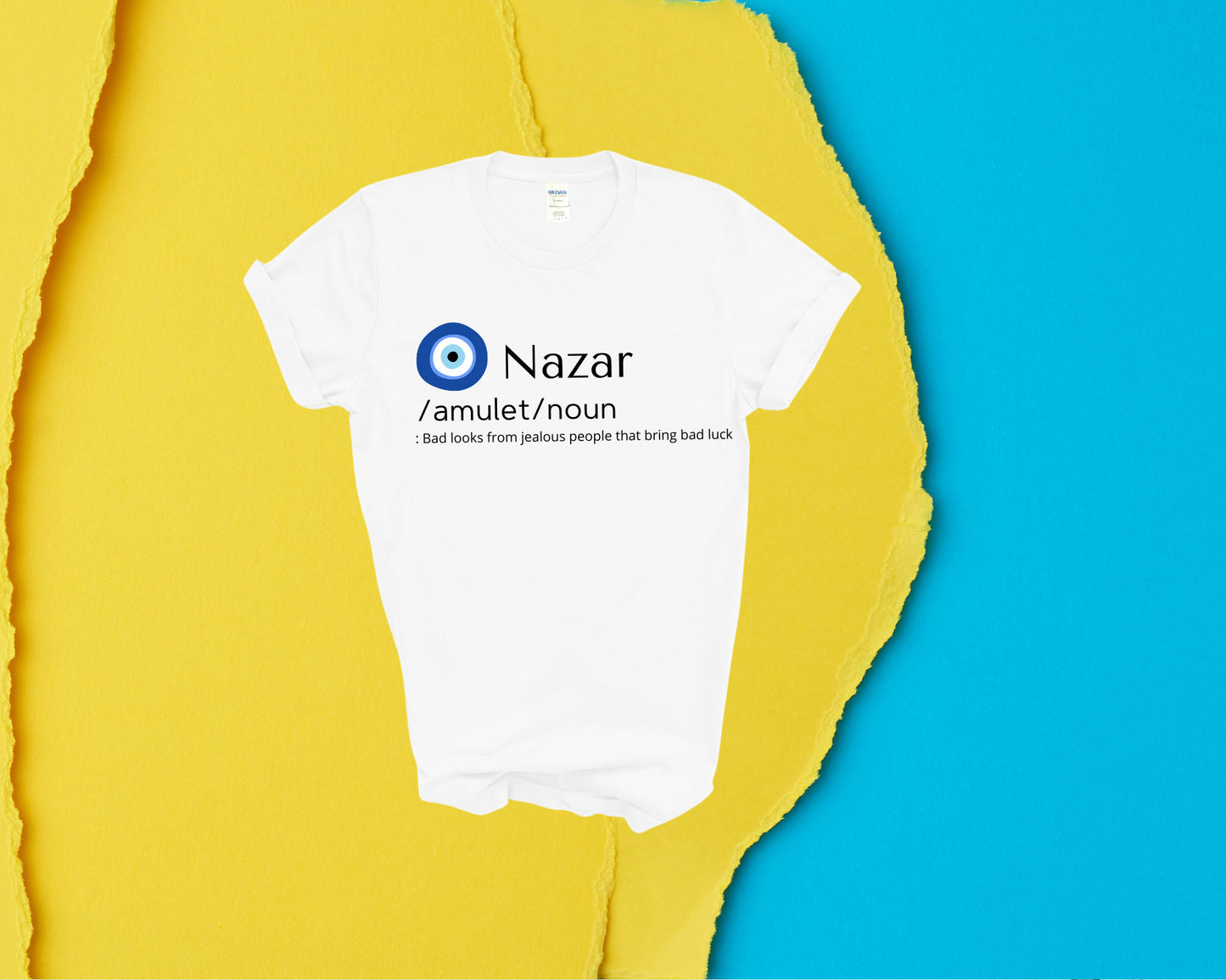 T-Shirt With Evil Eye Design Nazar Meaning Amida By Zaa/ Crew Neck Adult T-Shirt Custom Made