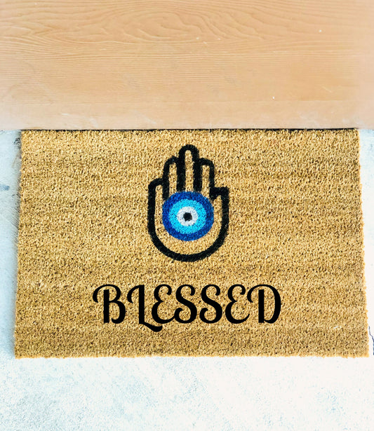 Evil Eye Hamsa Hand Design Door Mat Custom Door Mat