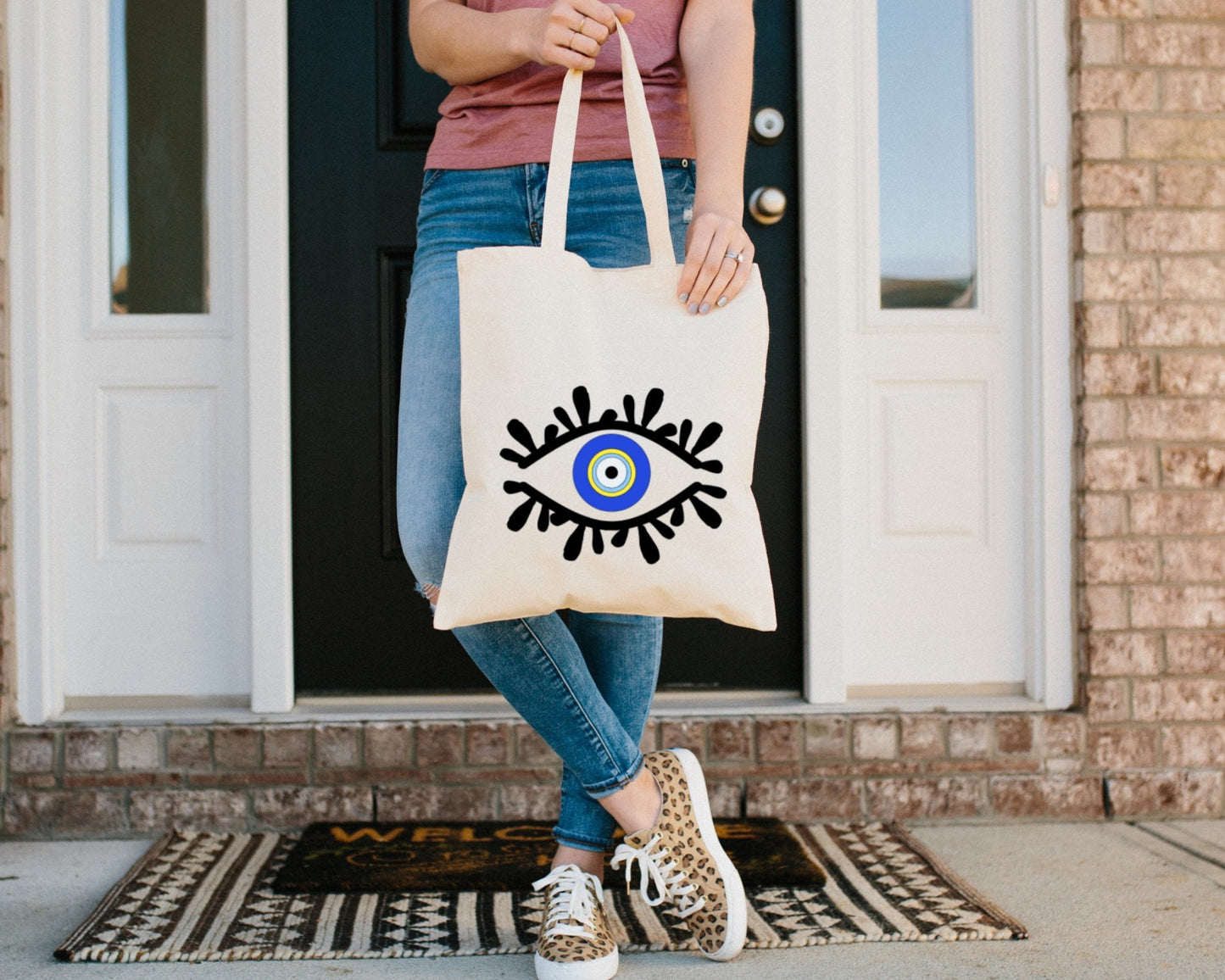 Evil Eye Design Amida Eye Handmade Tote Bag