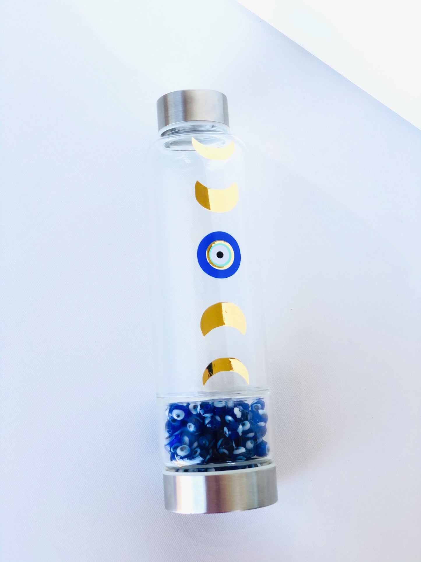 Evil Eye Healing Tumbler Crstyal Glass Evil Eye With Glass Tumbler- Moon Phases Tumbler