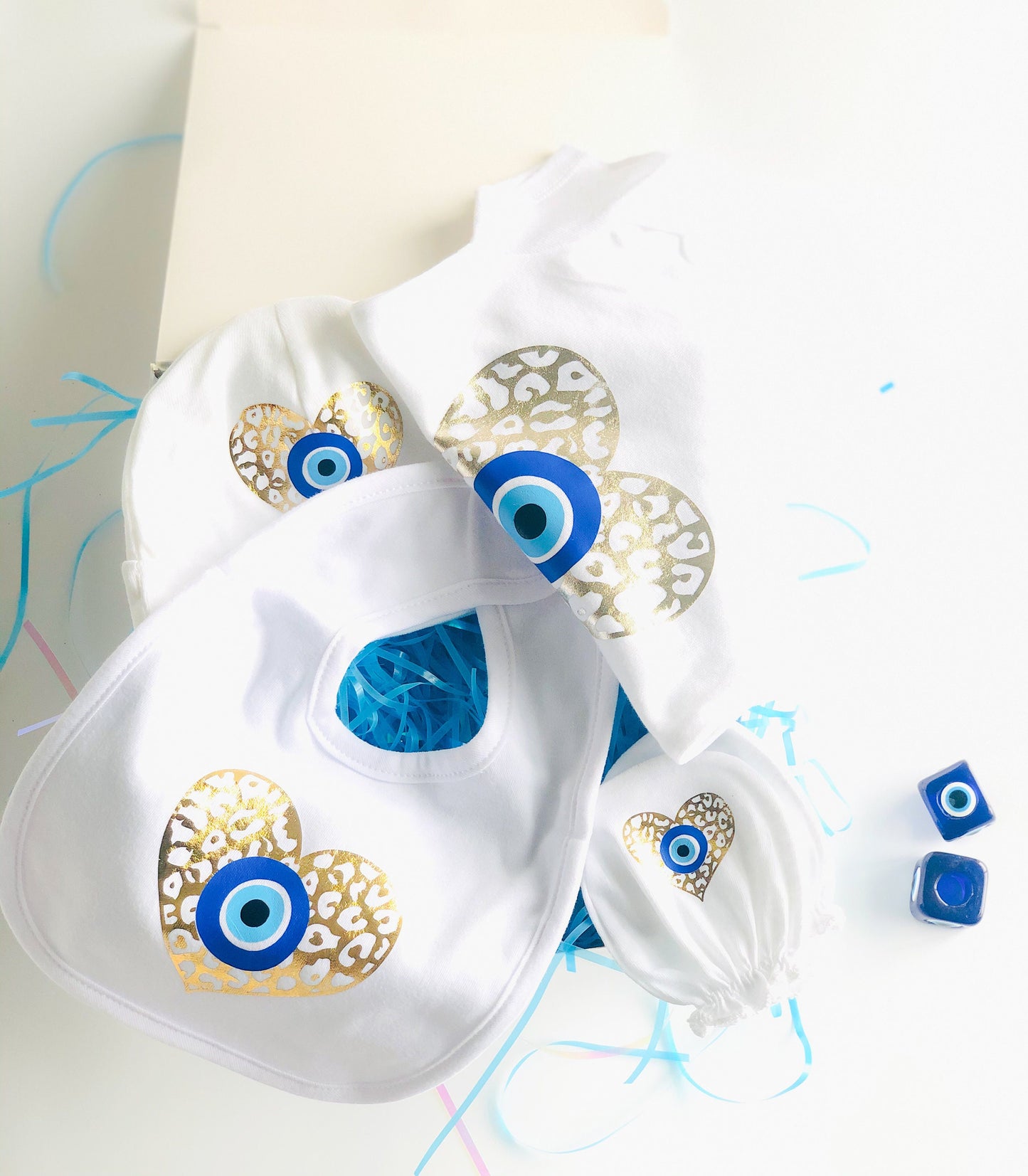 Evil Eye Design Custom Baby Gift Set With Your Baby Name Baby Onesie Evil Eye Custom Baby Bib