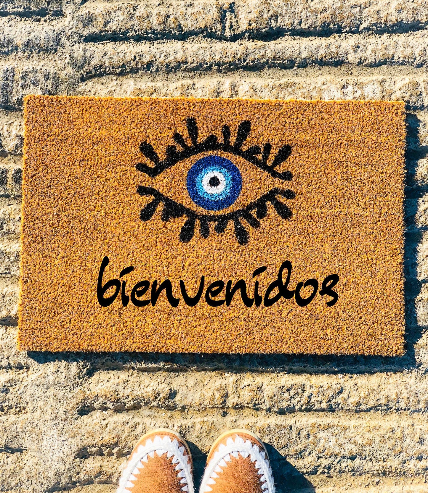 Evil Eye Design Door Mat Custom Door Mat Spanish Version