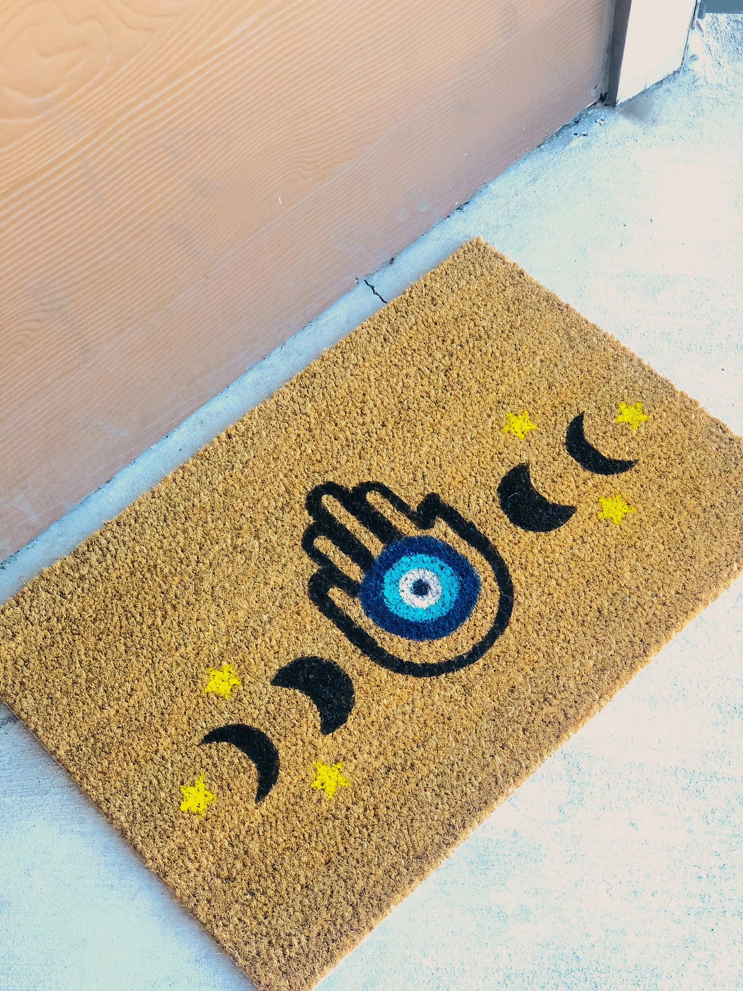 Evil Eye Hamsa Hand Moon Phases Design Door Mat Custom Door Mat