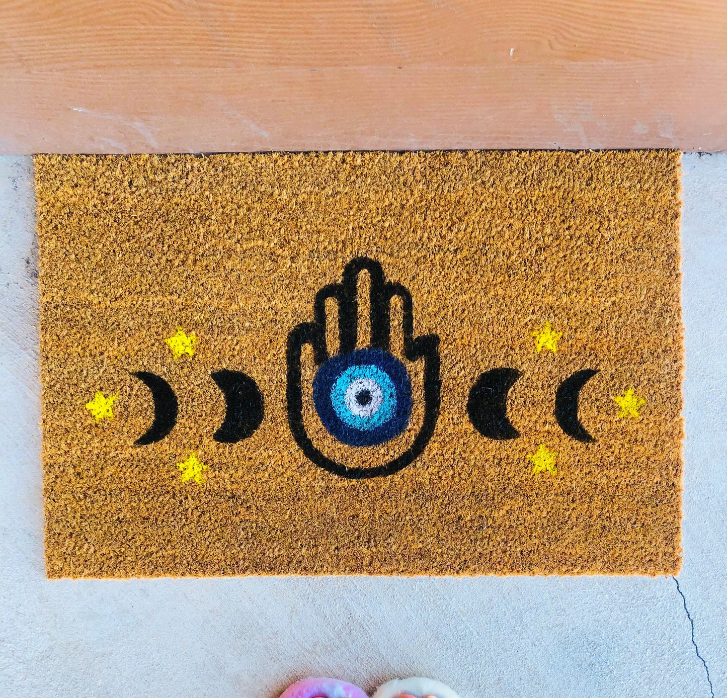 Evil Eye Hamsa Hand Moon Phases Design Door Mat Custom Door Mat