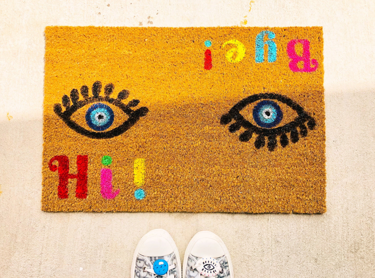 Evil Eye Doormat Hi Bye Funny Door May Colorful Doormat