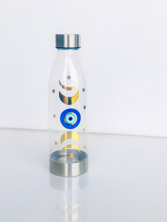 Evil Eye Moon Phases Water Bottle With Your Name Amid By Zaa Moon Phases Spirit Tumbler