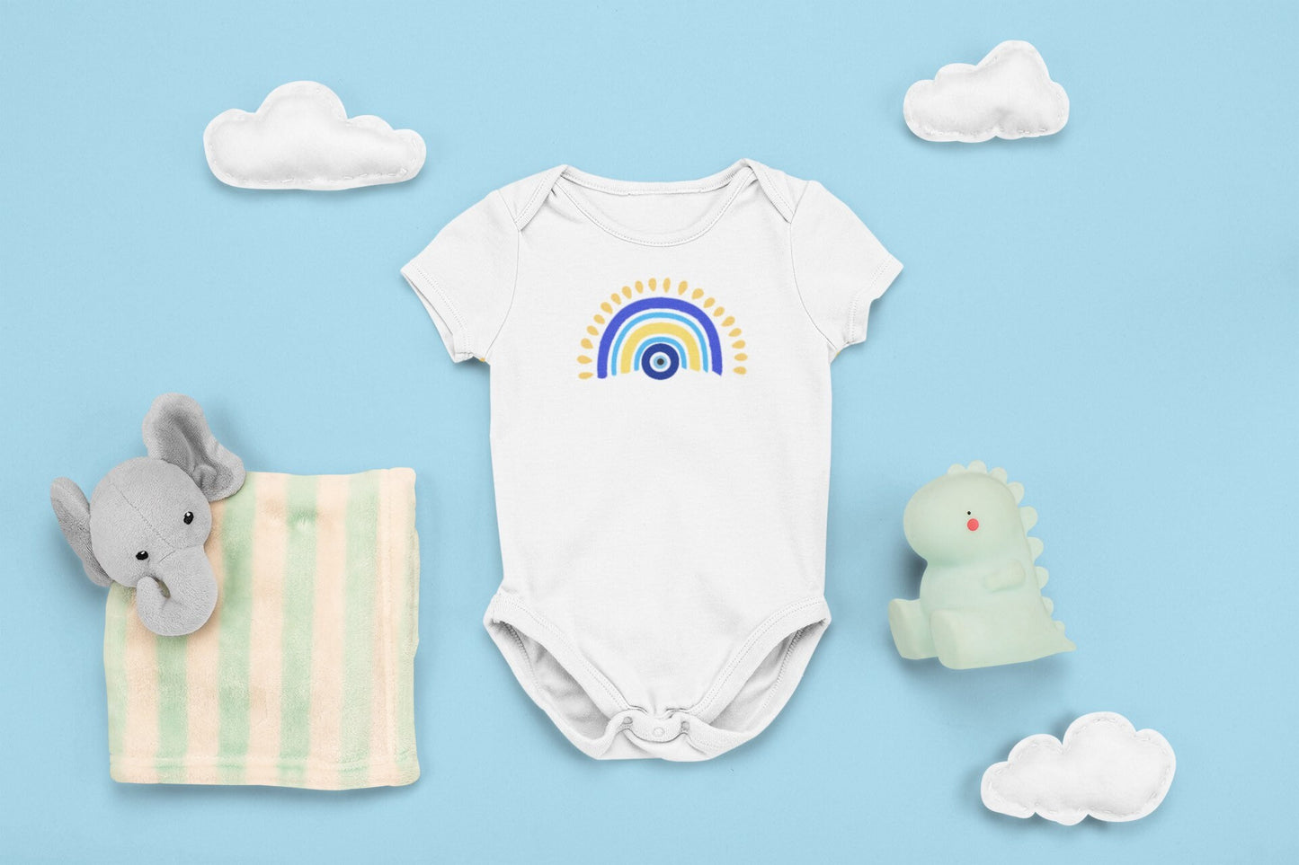 Evil Eye Rainbow Designed Baby Onesie