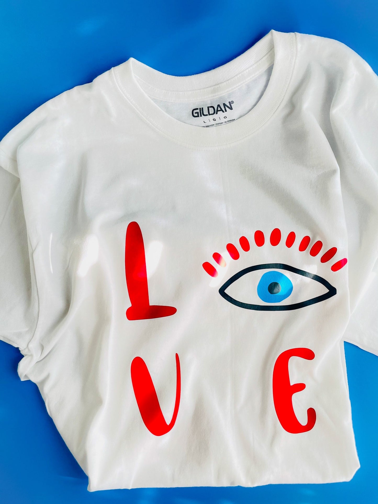 T-Shirt With Evil Eye Design Love With Eye Amida By Zaa/ Crew Neck Adult T-Shirt Custom Made