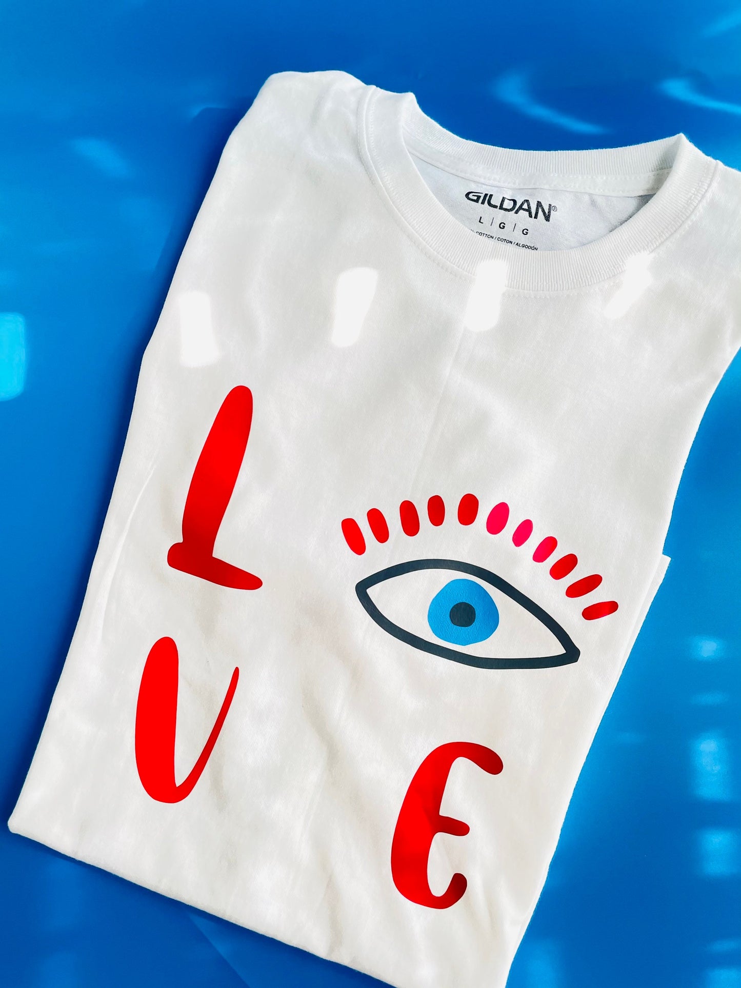 T-Shirt With Evil Eye Design Love With Eye Amida By Zaa/ Crew Neck Adult T-Shirt Custom Made