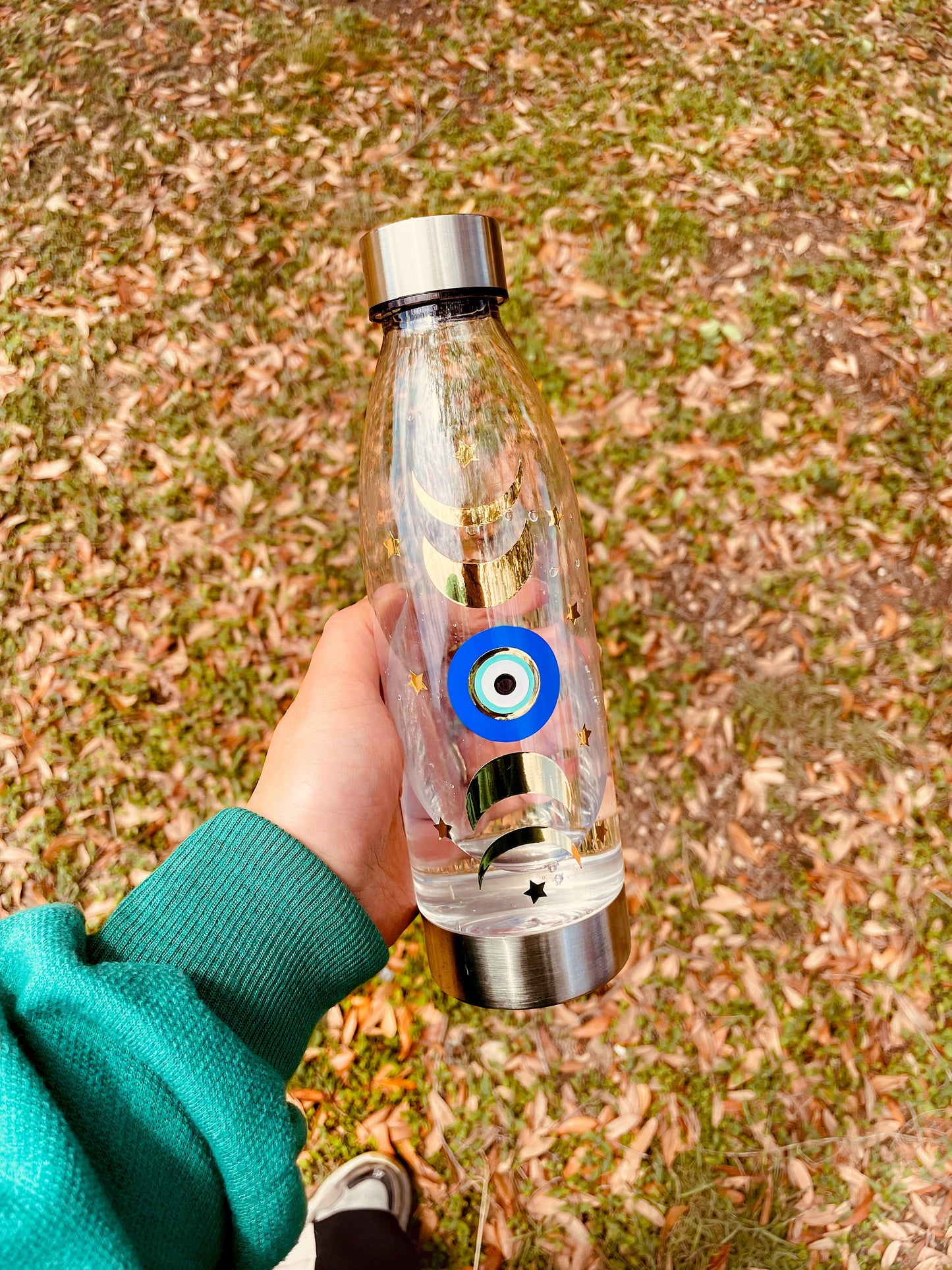 Evil Eye Moon Phases Water Bottle With Your Name Amid By Zaa Moon Phases Spirit Tumbler