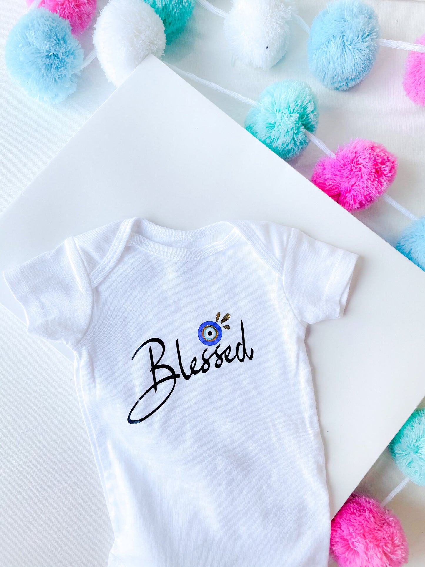 Blessed Baby Onesie With Evil Eye Design By Zaa Custom Baby Bodysuit Blessed Evil Eye