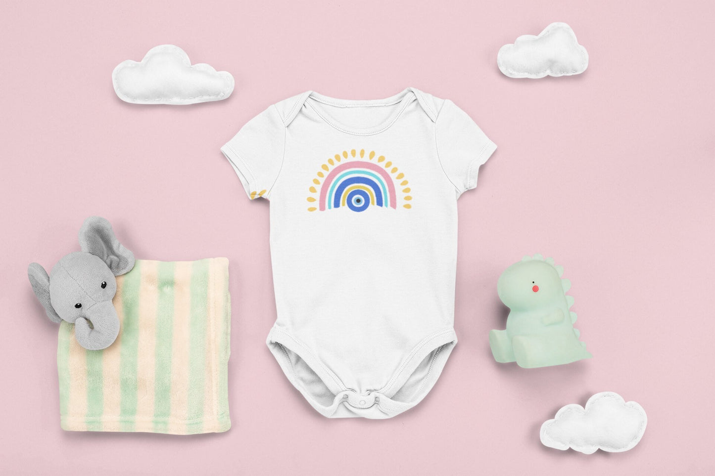 Evil Eye Rainbow Designed Baby Onesie