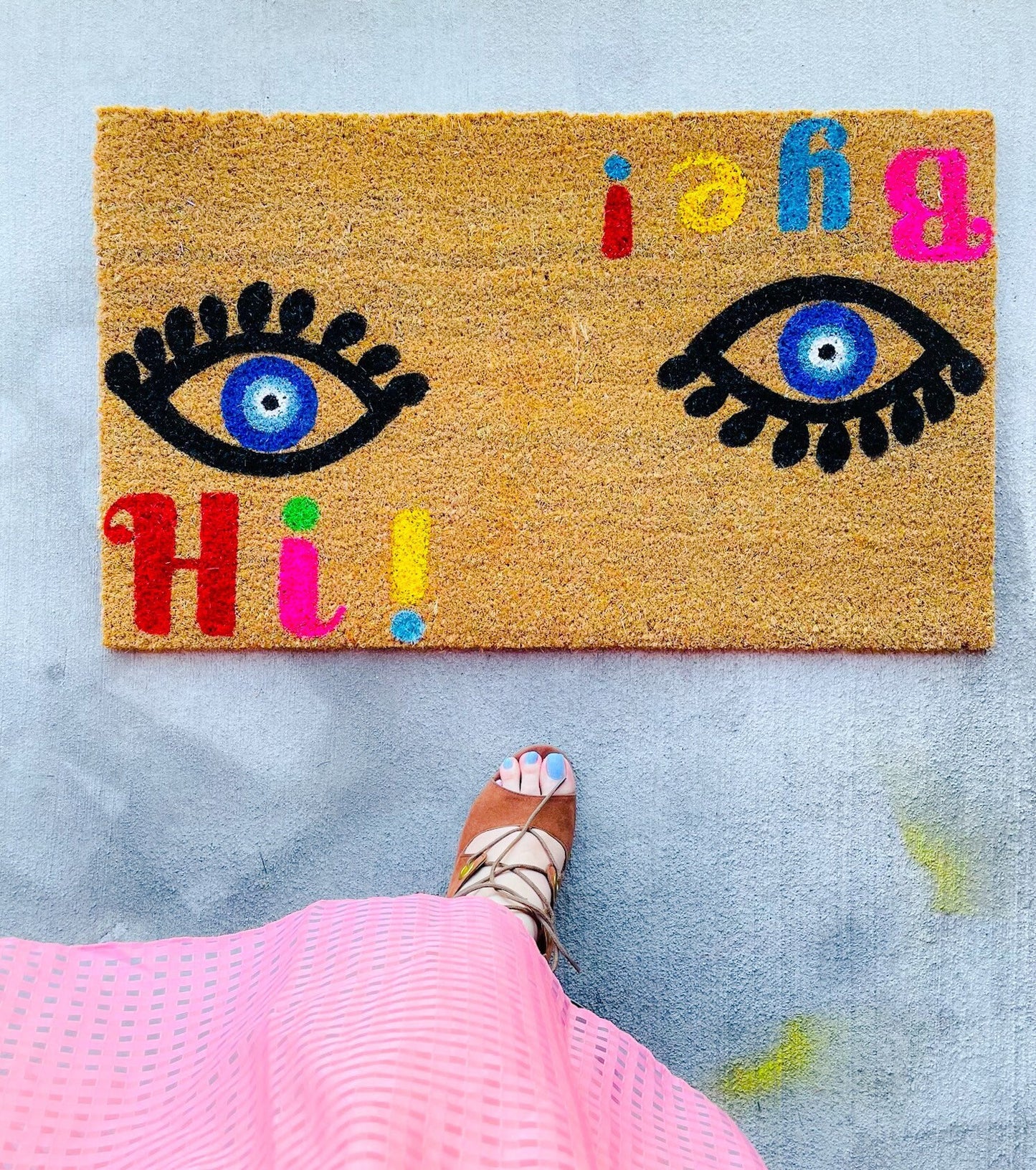 Evil Eye Doormat Hi Bye Funny Door May Colorful Doormat