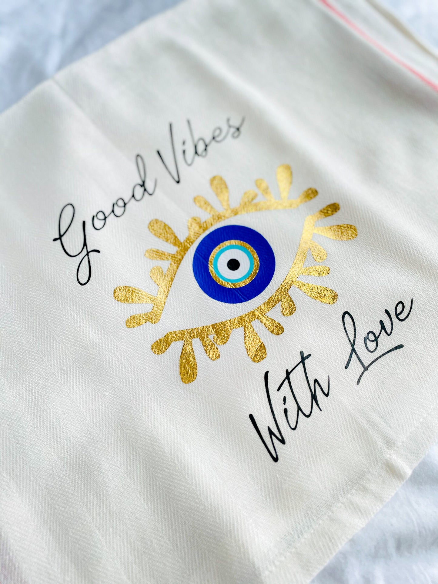 Evil Eye Home Good Vibes Dish Towel  Evil Eye Gift Dish Towel