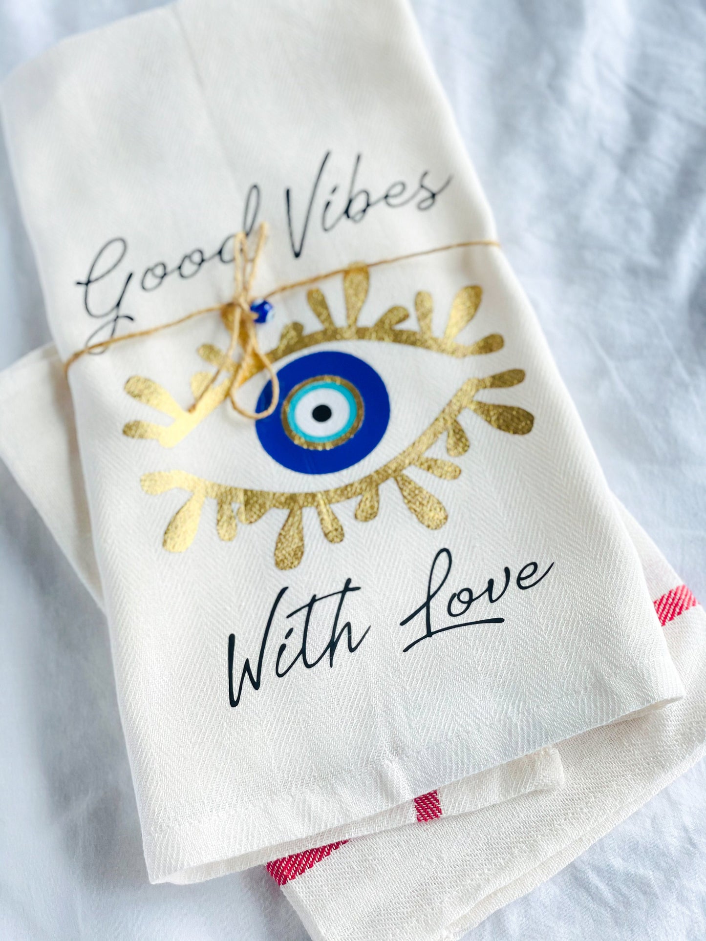 Evil Eye Home Good Vibes Dish Towel  Evil Eye Gift Dish Towel