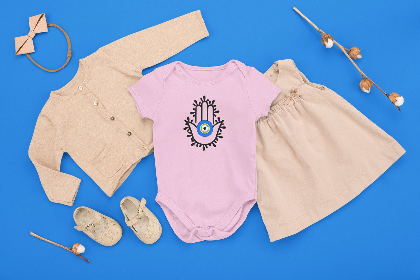 Hamsa Hand With Evil Eye Baby Onesie Hamsa Hand Baby Onesie