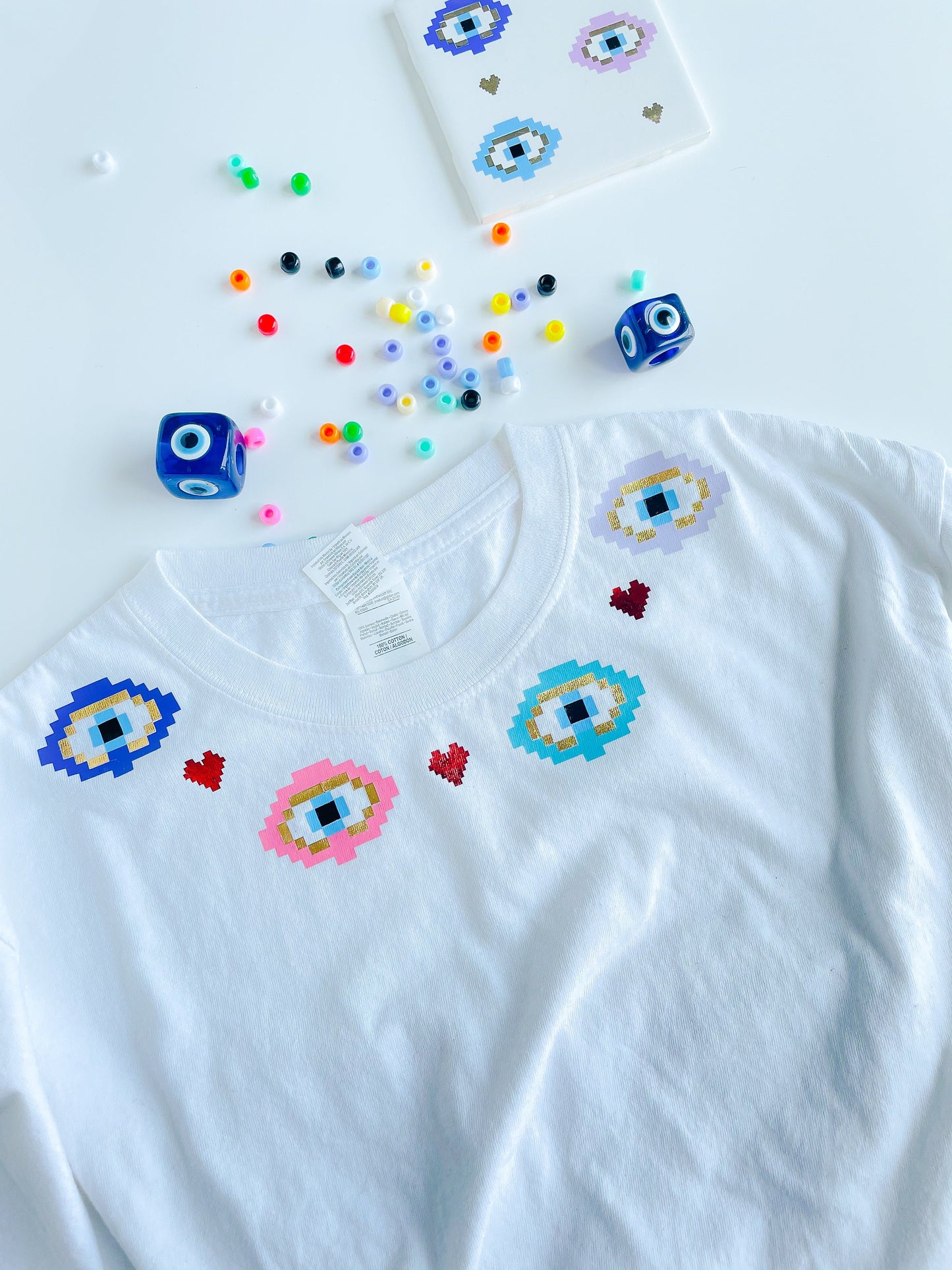 Evil Eye Necklace T shirt Custom Top Evil Eye Top Colorful Boho Top