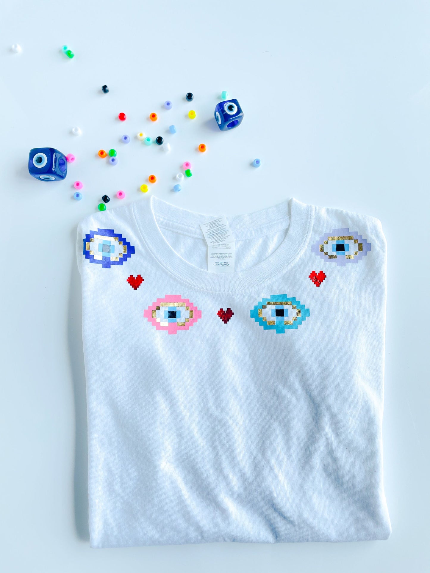 Evil Eye Necklace T shirt Custom Top Evil Eye Top Colorful Boho Top