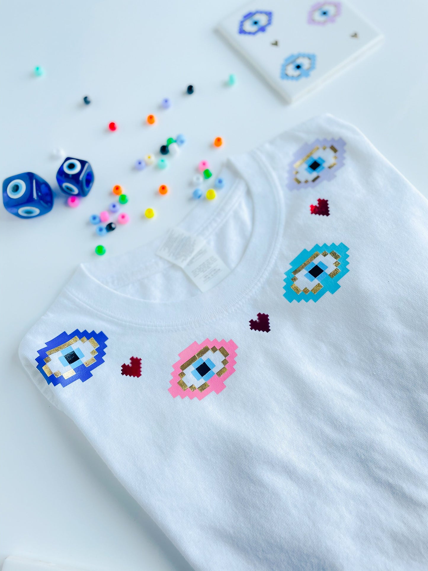 Evil Eye Necklace T shirt Custom Top Evil Eye Top Colorful Boho Top