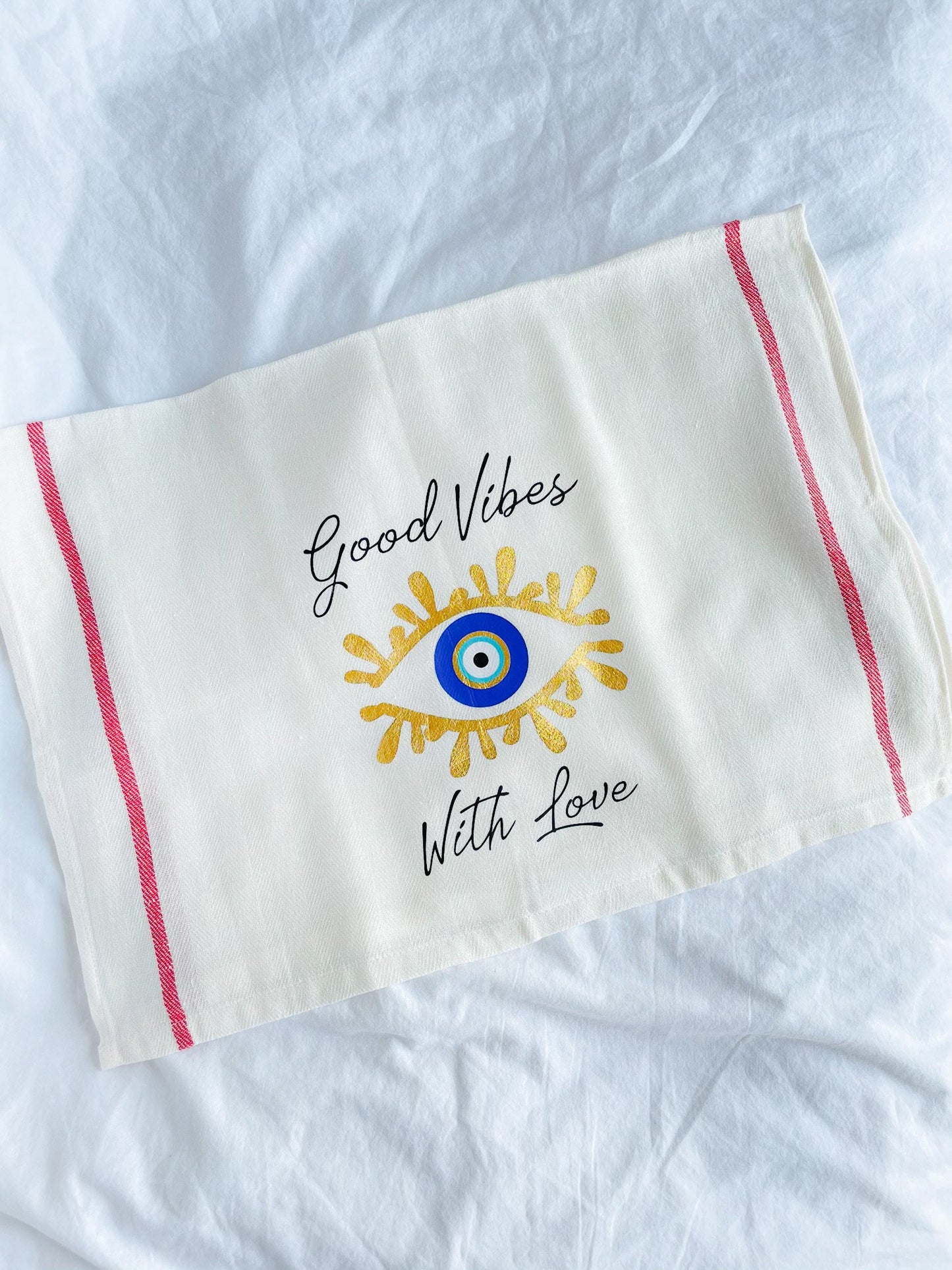 Evil Eye Home Good Vibes Dish Towel  Evil Eye Gift Dish Towel