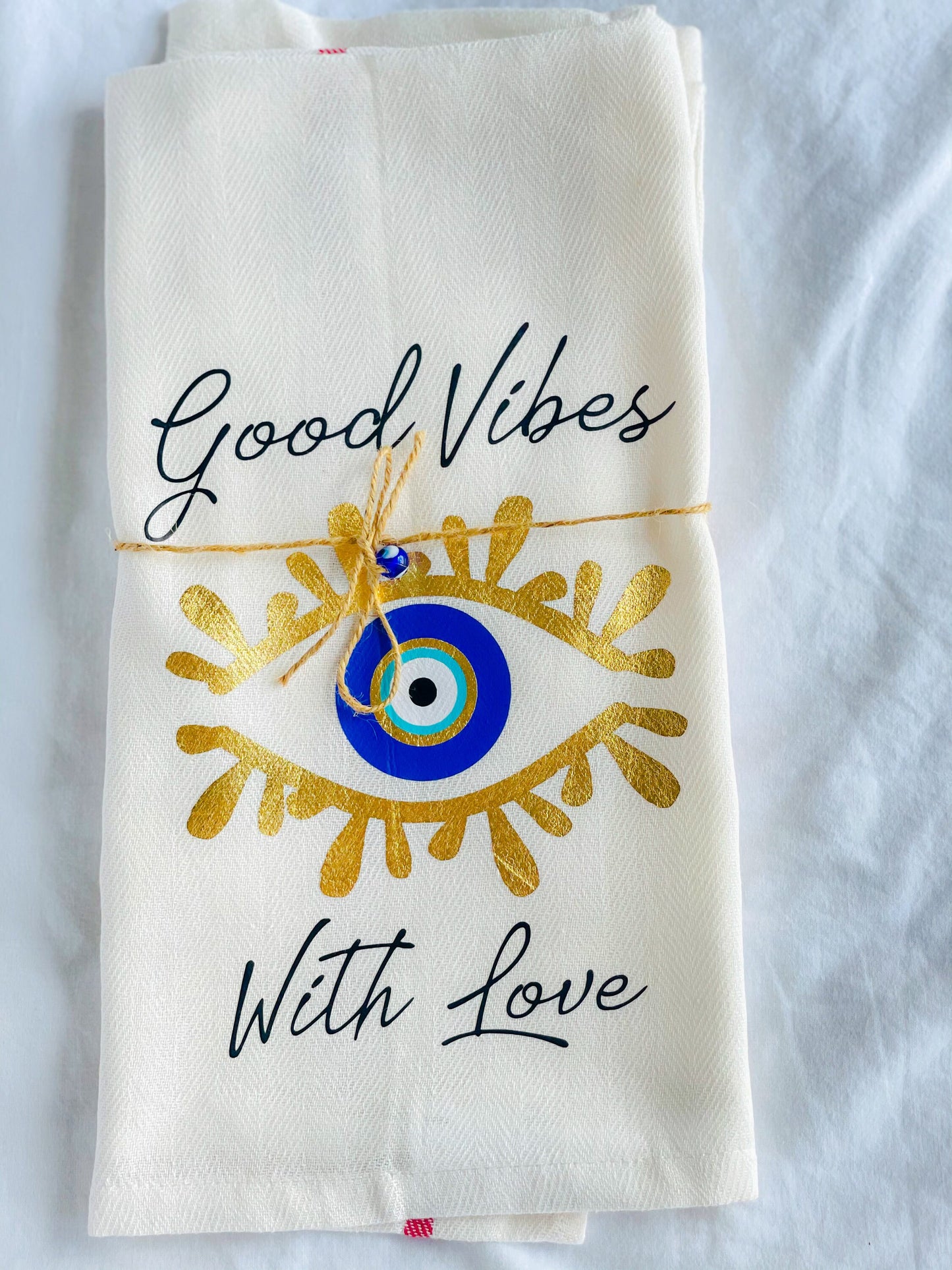 Evil Eye Home Good Vibes Dish Towel  Evil Eye Gift Dish Towel