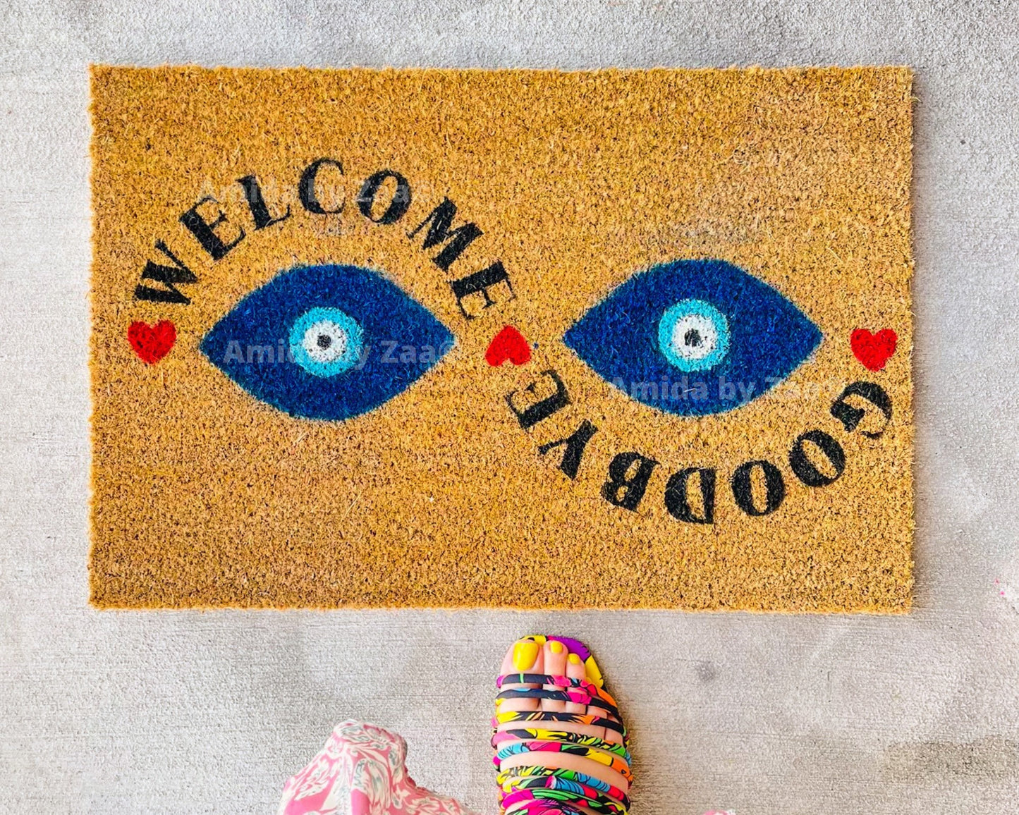 Evil Eye Design Doormat Funny Doormat Welcome Doormat Evil Eye Door Mat Check Energy Door Mat