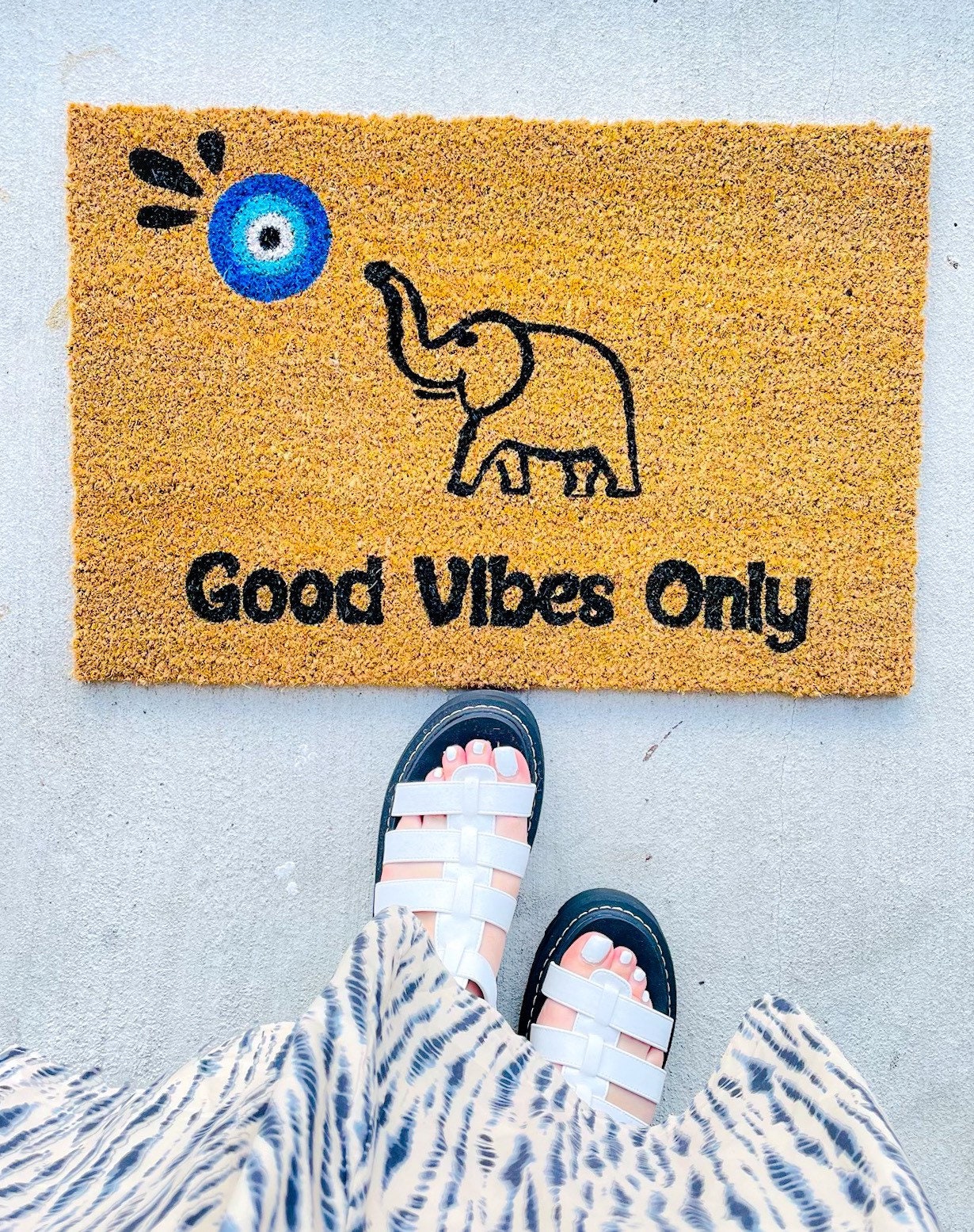 Evil Eye Doormat Elephant Boho Doormat Evil Eye Custom Doormat Good Vibes DoorMat