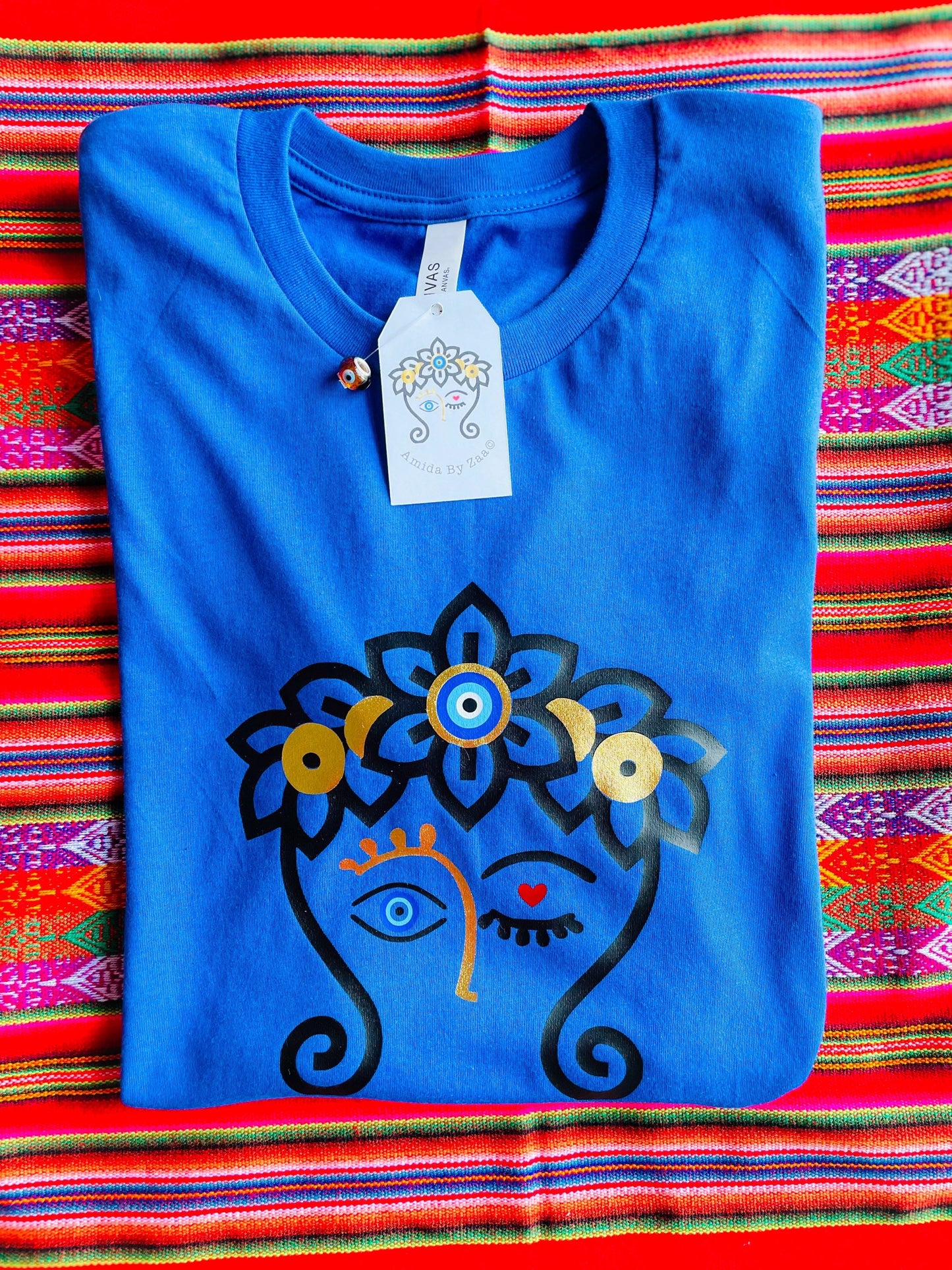 Evil Eye T shirt Face Siluet Top Woman Face Tshirt Amida By Zaa Boho Top