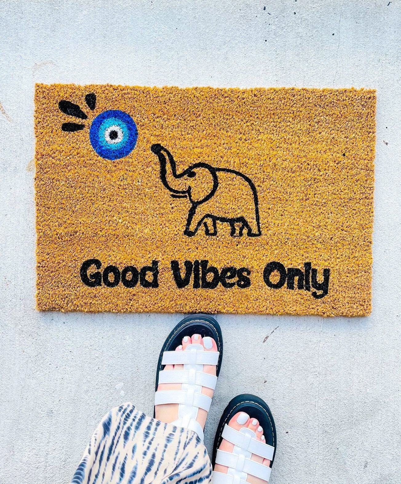 Evil Eye Doormat Elephant Boho Doormat Evil Eye Custom Doormat Good Vibes DoorMat