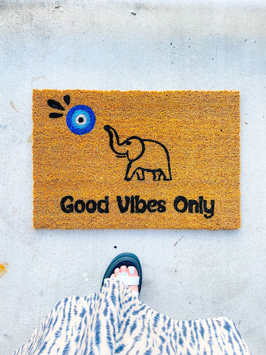 Evil Eye Doormat Elephant Boho Doormat Evil Eye Custom Doormat Good Vibes DoorMat