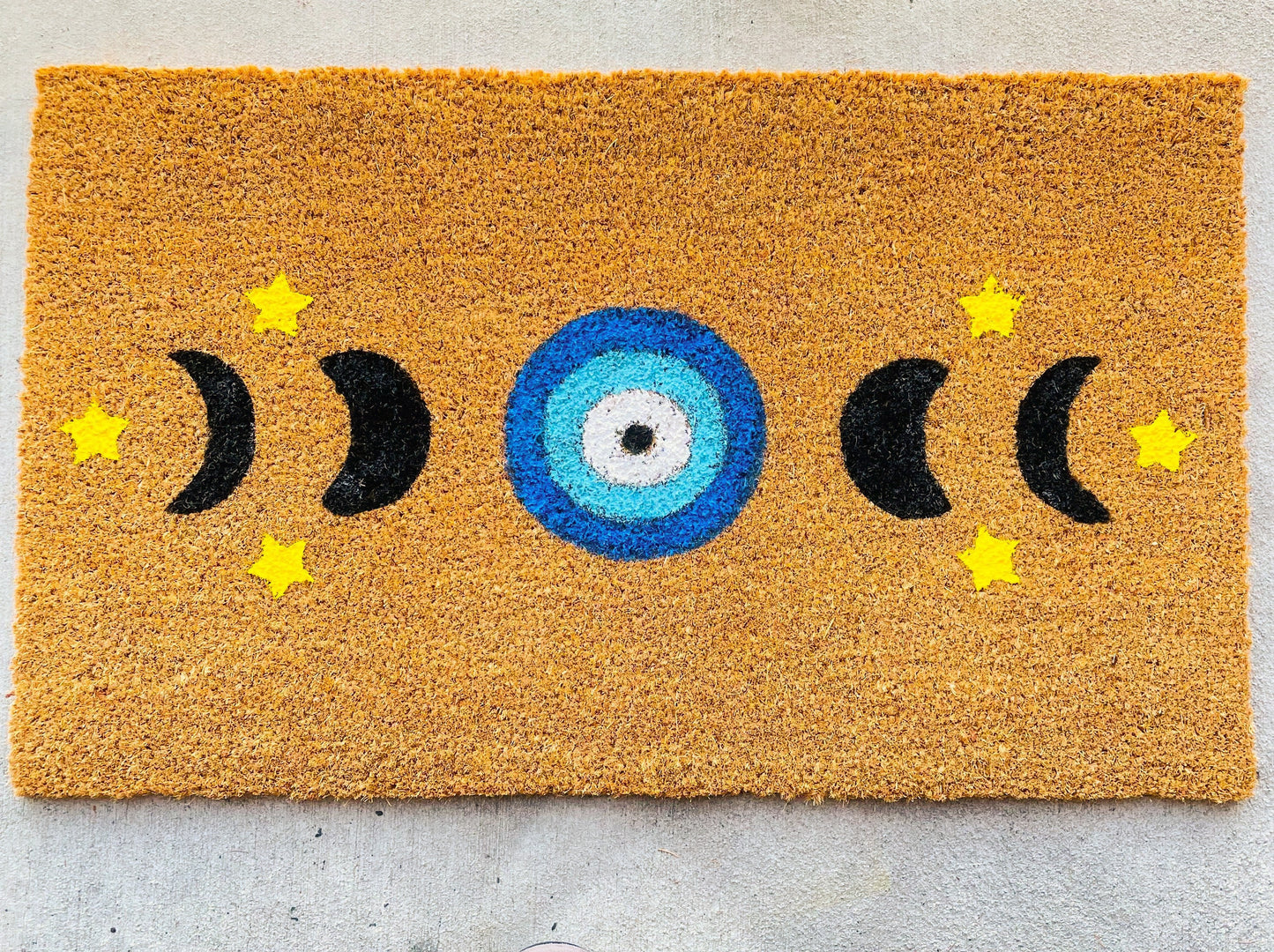 Evil Eye Design Moon Phases Door Mat Boho Door Mat Spiritual Home Outdoor Custom Door Mat